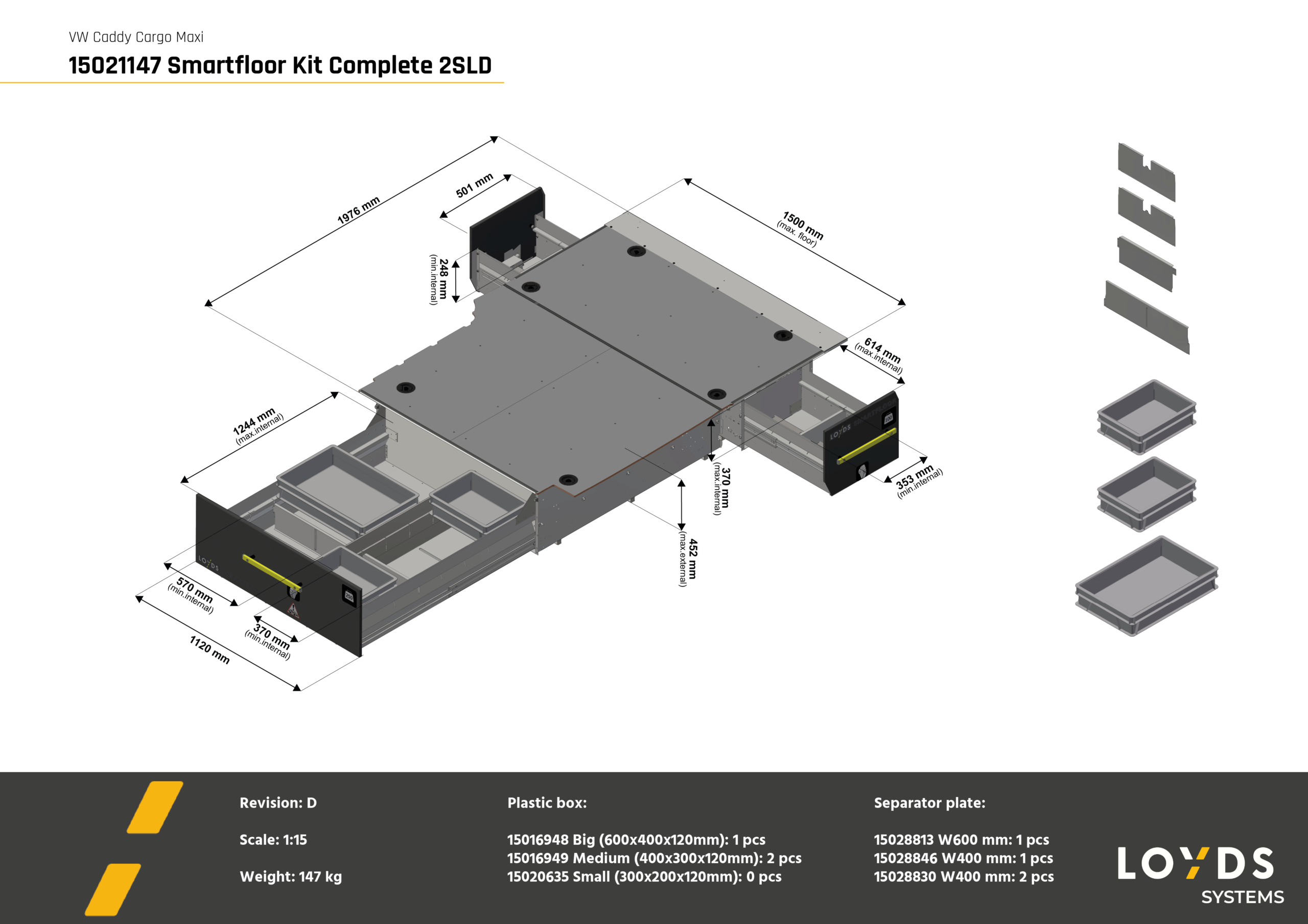 Smartfloor Bilinnredning til Caddy Cargo Maxi - Bilde 4