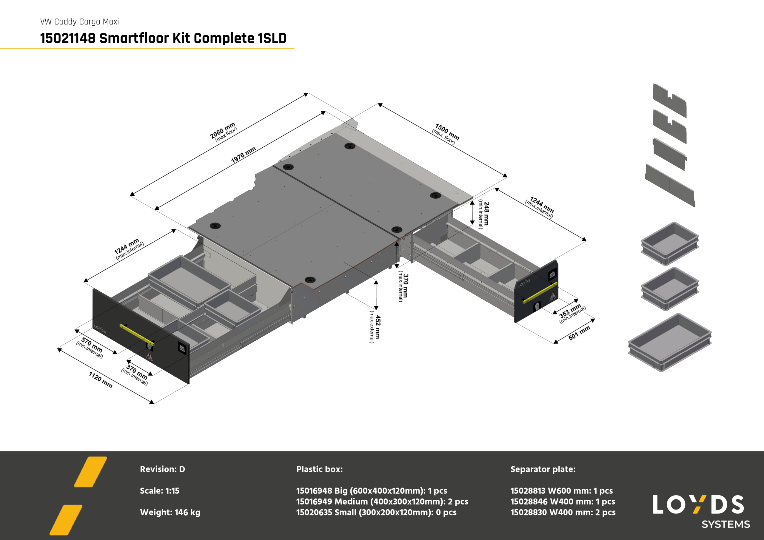 Smartfloor Bilinnredning til Caddy Cargo Maxi - Bilde 5